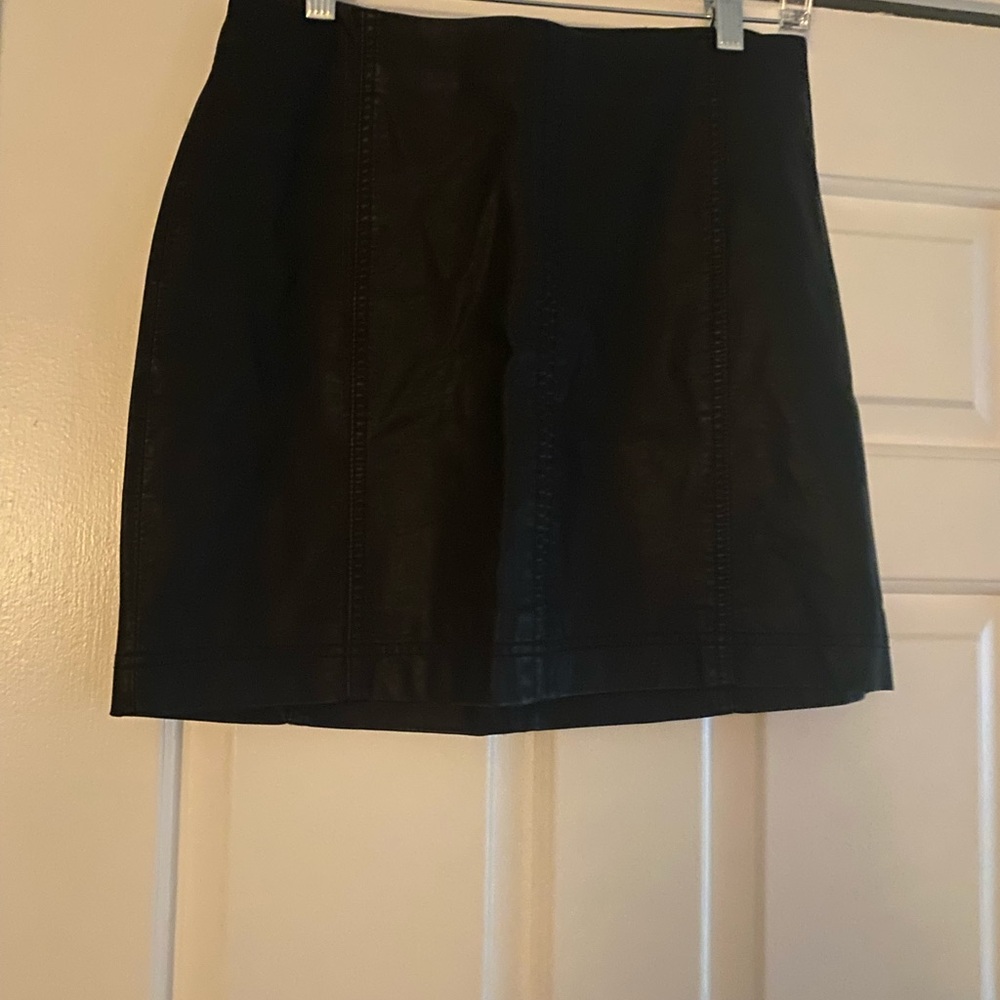 Free People Black Vegan Leather Mini Skirt